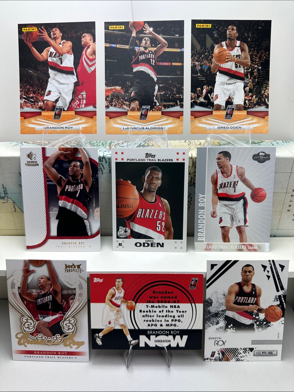 Brandon Roy Blazers w/ Aldridge and Greg Oden rookie card